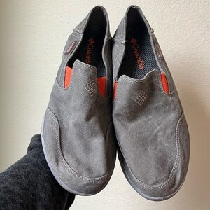 Columbia Slip-On Shoes Men’s 8.5 Gray Canvas Comfort Casual Boat Shoes Fishing